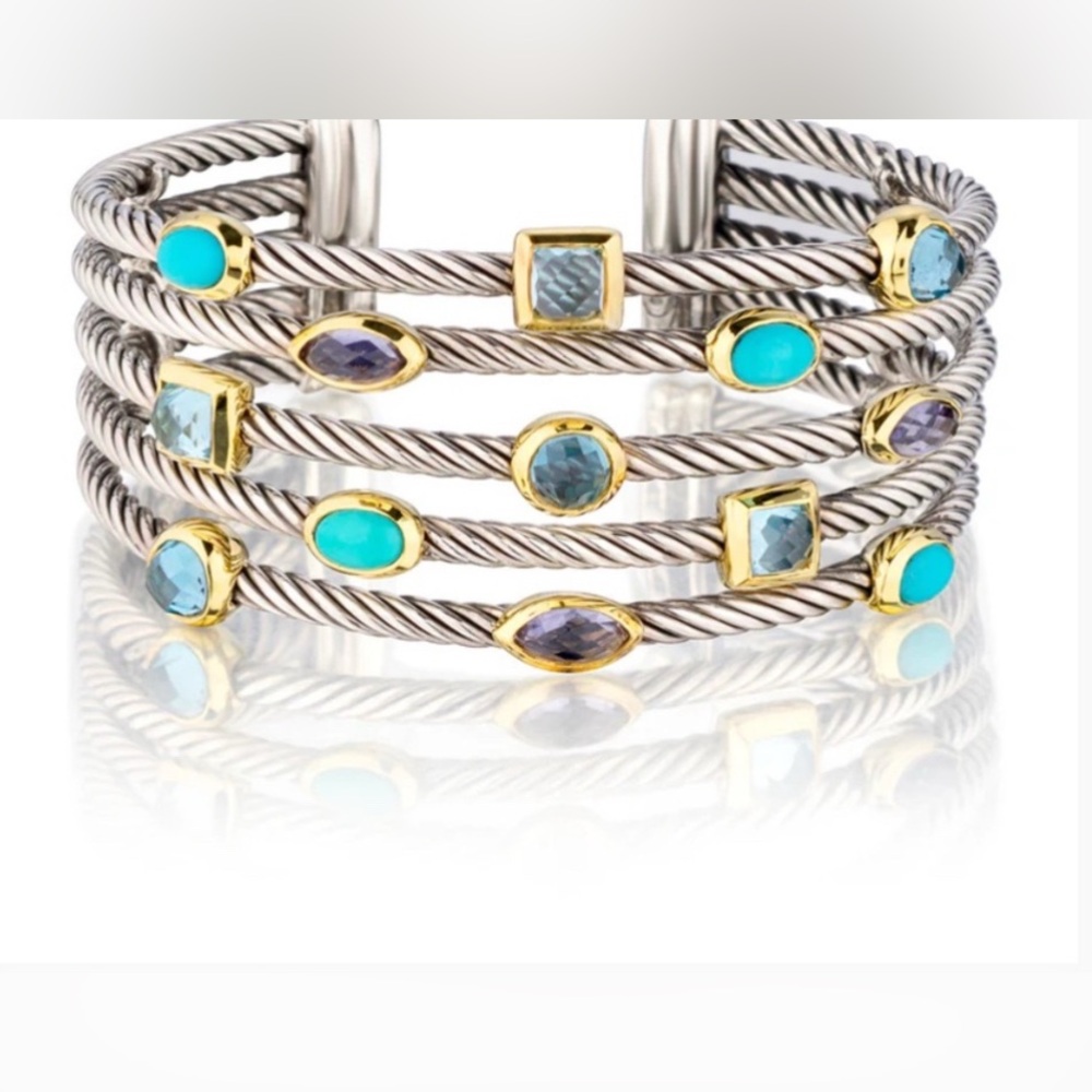 David Yurman Sterling Silver and Yellow Gold Confetti 5 Row Cuff